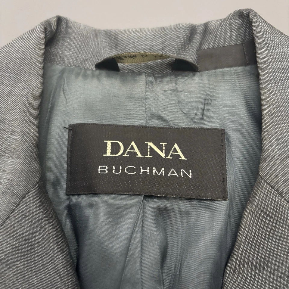 Blazer Largo Dana Buchman Mezcla Lana Talla 8 Gris Mediano Italia Carrera Oficina Preppy Foto 4 de 4