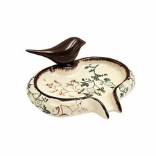 Seifenschale aus Steingut Vintage Seifenablage mit Vogel Praktisch f&uuml;r K&uuml;che