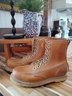 Vintage 70s 80s Lace Up Tan Work Boots White Stitch/Stitching Sears? Sz.6 Men — photo 2