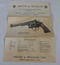 Smith Wesson Manual Model 17 Vintage Sw K-22 Masterpiece 1955 Dated Smith Wesson Manual Model 17 Vintage Sw K-22 Masterpiece 1955 Dated
