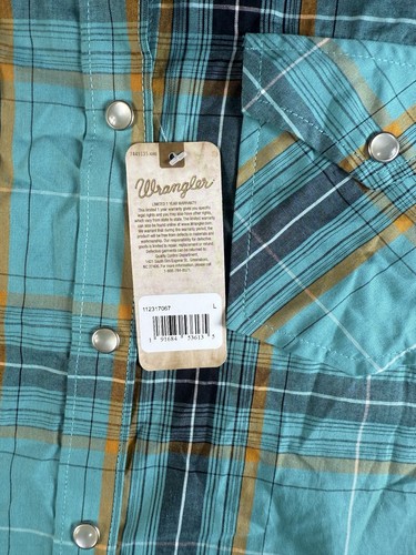 Wrangler Herren Large türkis kariert Pearlsnap Western Hemd 112317067 - Bild 3 von 5