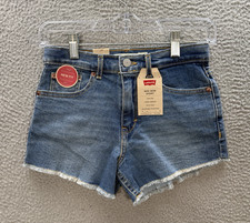 Levis Shorts Girls 10 Blue Mini Mom Short Stretch Cut Off Distressed Denim NEW