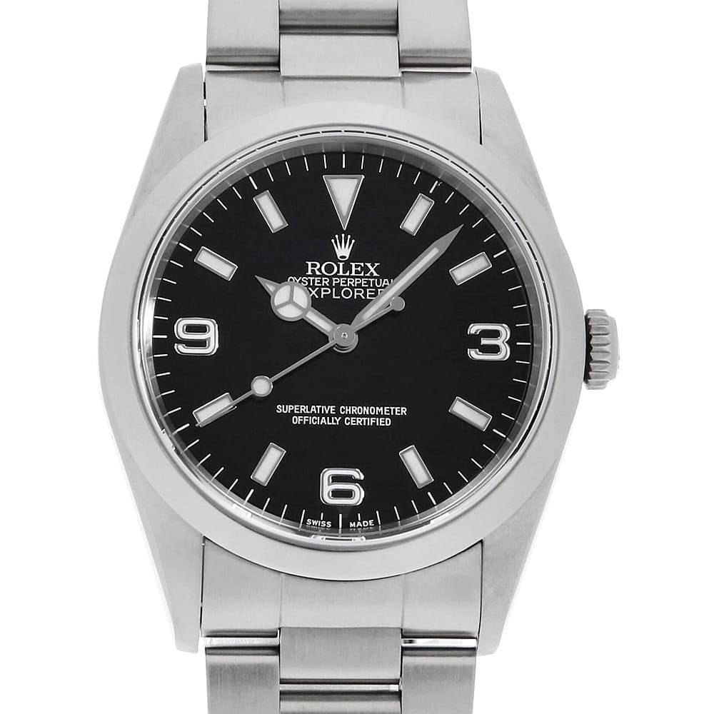 ROLEX Explorer I 14270 black P Number second hand mens