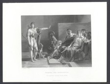 FEDRA E IPPOLITO , di  GUERIN, incisione del  1874 + passepartout