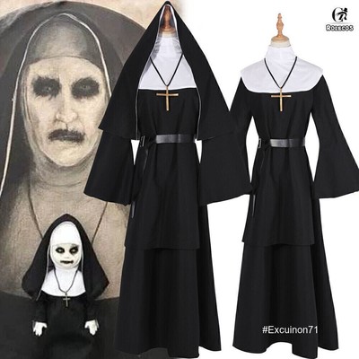 Halloween The Nun Valak Costume The Conjuring 2 Cosplay Fancy Dress Robe Mask#