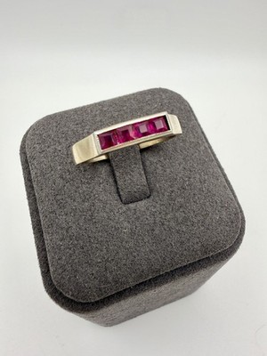 Vintage Soviet 875 silver ring with a ruby   stripe.Women's jewelry USSR