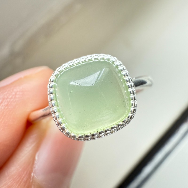 925 Sterling Silver Ring 8x8mm Natural Green Jade Gemstone Bridal Jewelry Birdal