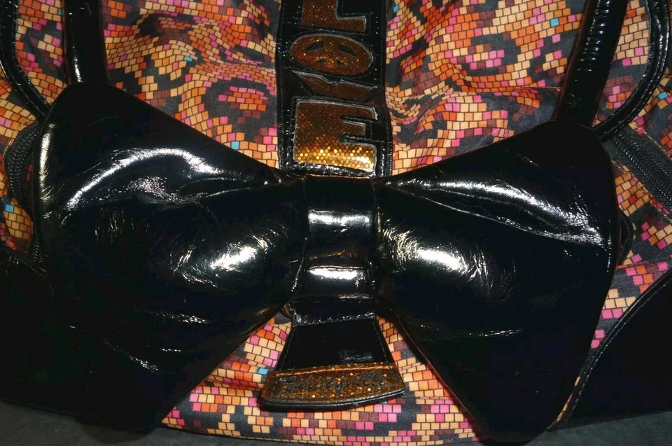 Betseyville Grande Hobo Cartera Naranja Digital Leopardo Amor Bolso de Mano Negro Lazo Foto 3 de 4