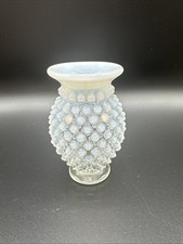 Fenton French Opalescent Glass Hobnail Mini Miniature Vase w/ Flared Flat Top