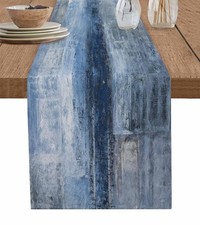 Burlap Linen Table Runner - 120 Inch Long, Rustic Art Abstract Modern Decor K...