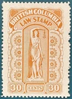 Lot 9 British Columbia Law Stamp BCL38 MNH Perf 11 3/4