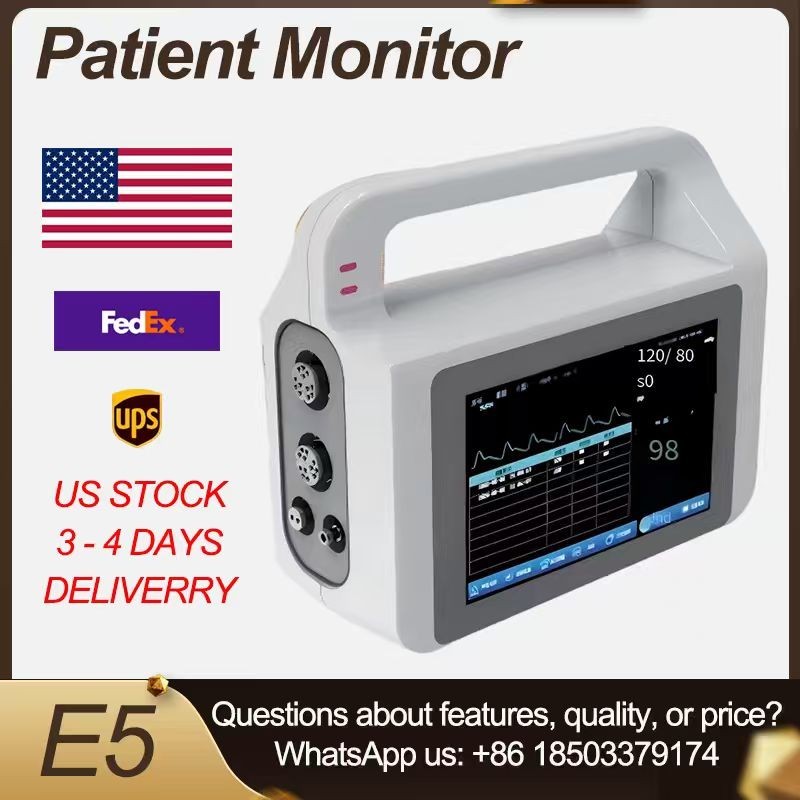 5" Touch 6 Parameter Patient Monitor Portable Vital Signs Monitor, US Warehouse