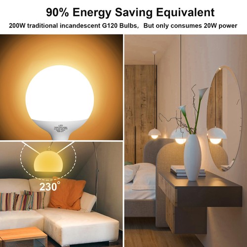 LED Globe Light Bulb, 20W Warm White 3000k, Non-Dimmable, E26 Base, 1700 Lume... - Picture 8 of 8