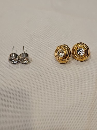 Vintage Nolan Miller Pierced Earrings Gemstone Gold Tone Jewelry