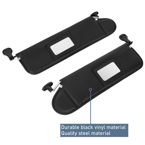 Pairs Sunvisors Replacement Sun Visor Set w/ Mirror for Jeep Wrangler TJ 97-02 - Picture 9 of 13