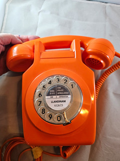 Vintage GPO 741 orange Dreh Wählscheiben Wandtelefon Retro 70er Ersatzteile Reparaturen