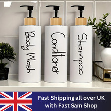 3pcs Bathroom Soap Dispenser Pump Bottles Refillable Shower Gel Shampoo Set