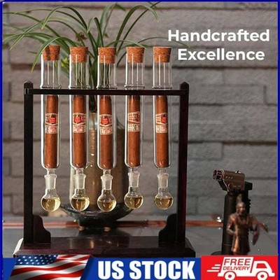Cigar Humidor Aroma Diffuser Printed Wood&Glass Tube Set Design Flavor Infuser~
