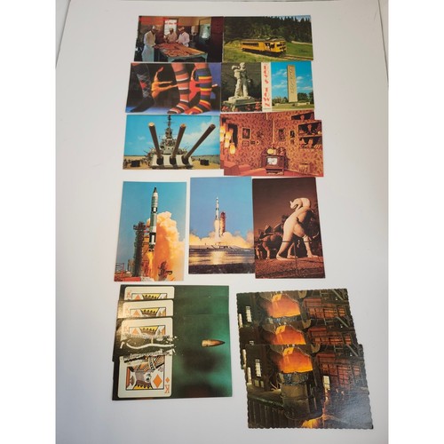 Postcards Vintage Lot Of 16 Blank Train Dinosaur Space Center JFK