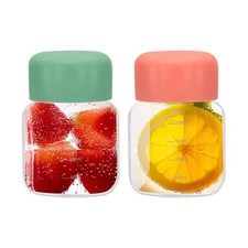 2 Pcs 10 Ounce (300ml) Borosilicate Glass Small Juice Glass Bottles, Green/Pink