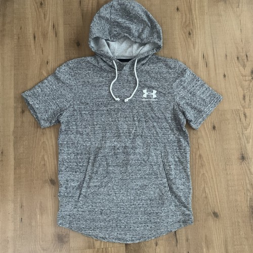 Under Armour Para Hombre Talla Pequeña Rival Terry Manga Corta Sudadera con Capucha Gris
