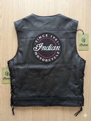 Indian Motorcycle Herren Western Biker Weste Leder Reitweste Motorradweste