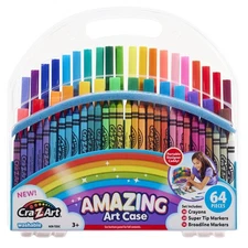 64pc Amazing Art Case with Vibrant Crayons & Super Tip + Fineline Markers