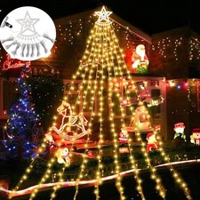 350LED Christmas Tree Waterfall Light Fairy String Outdoor Waterproof Decor Xmas