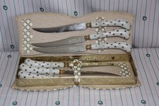 Vintage B. Thomas & Co Knife Set with White Ceramic Handle