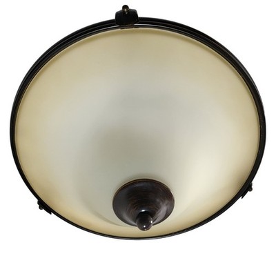 Oil Rubbed Bronze Pendant Light 14.5'' Frosted Amber Glass Bowl Chandelier *
