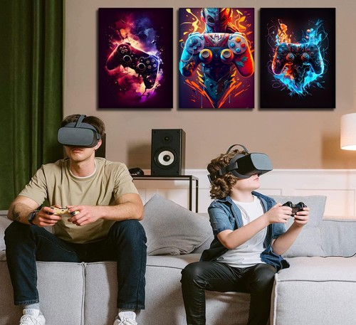 3pcs Framed Gamepad Canvas Wall Art Video Games Posters Prints Children'S Gam... - Picture 7 of 8