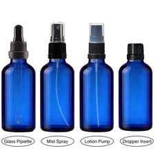 Blue Glass Dropper Bottles 18mm | Atomiser Spray / Lotion Pump / Glass Pipette