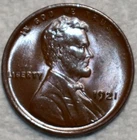 Brilliant Uncirculated 1921-P Lincoln Cent, Cartwheeling & Attractively Toned.