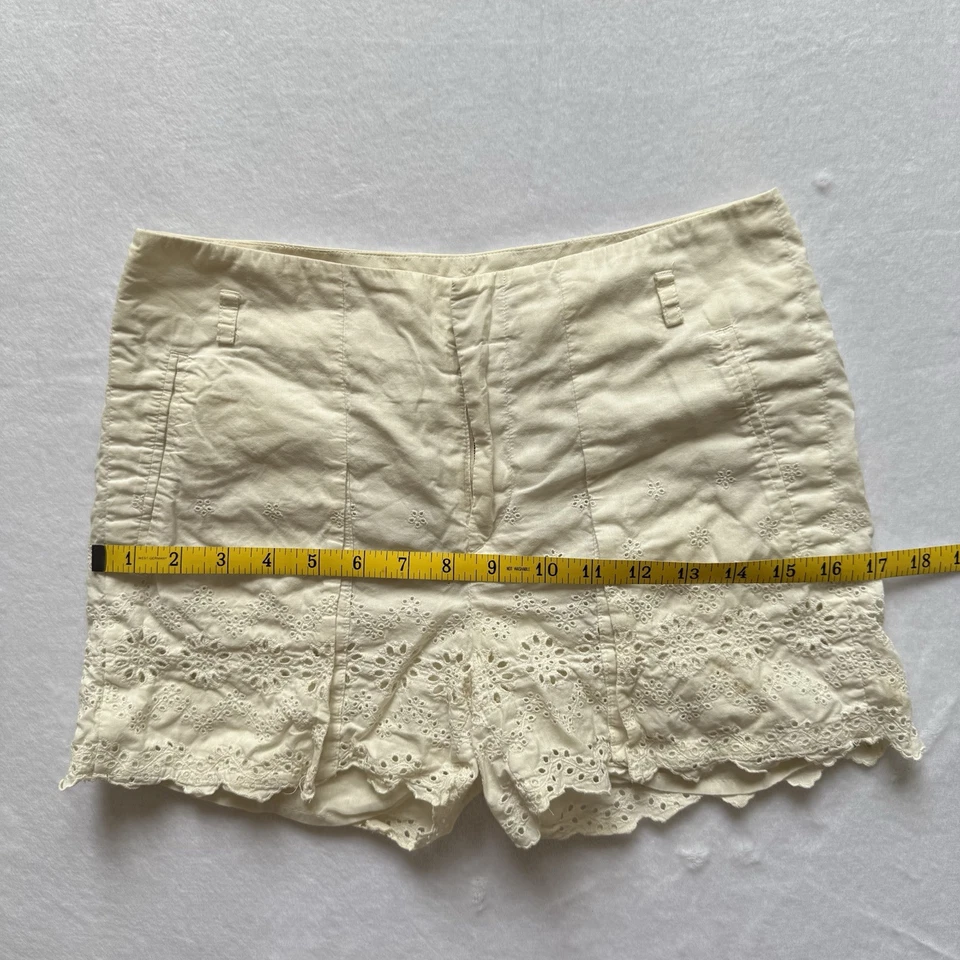 Pantalones Cortos Rag & Bone Marfil 0 Encaje Ojales Algodón Playa EE. UU. Preppy Tapete Cinturón Lazos Foto 3 de 4