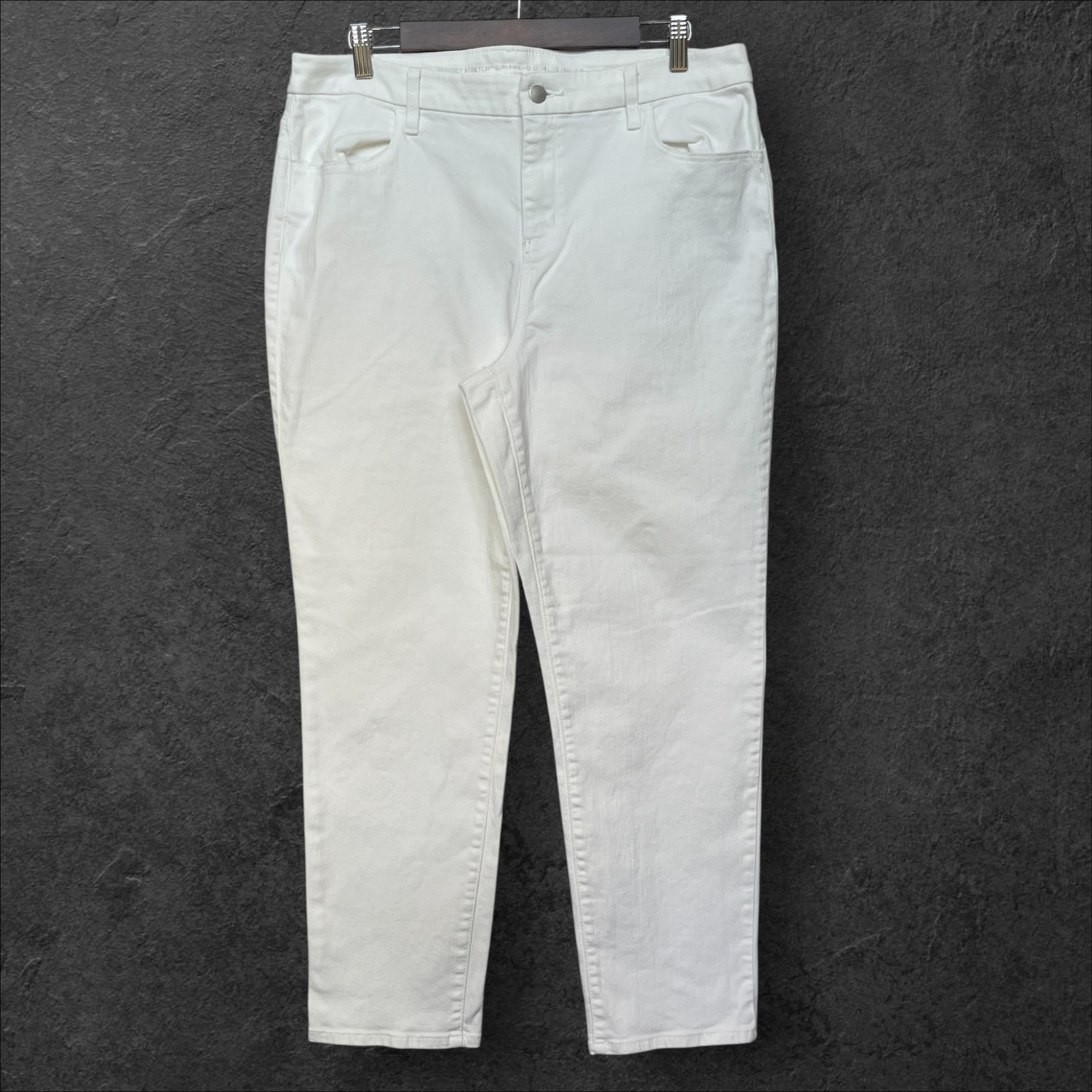 Chicos Perfect Stretch Girlfriend Slim Leg Ankle Jeans White Size US 12 Ankle