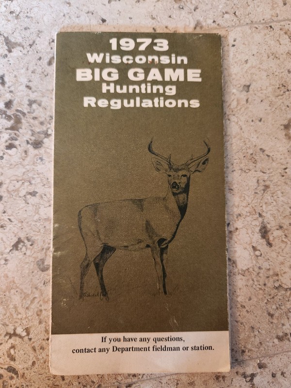 Vintage 1973 Wisconsin Big Game Hunting Regulations Booklet