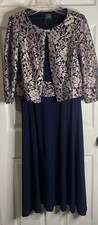 Jessica Howard Women  s Jacket Navy Blush midi-length Sleeveless Dress 12
