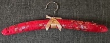 Vintage Padded Clothes Hanger Floral Red Fabric Satin Boudoir Lingerie Botique