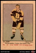 1951 Parkhurst #32 Ray Barry Bruins RC 4 - VG/EX
