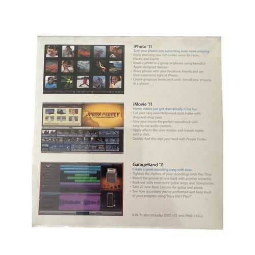 Apple iLife 11 Macintosh Software Suite - GarageBand iPhoto iMovie - Picture 2 of 3