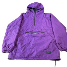 Vintage LL Bean Anorak Pullover Hoodie Mens Small Purple Thinsulate Made in USA