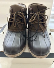 St Johns Bay Duck Boots Womens 8 M SJB Denton Ankle Booties Brown Rubber Quilted