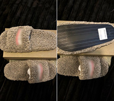 Beige Faux Fur Slide Slippers Open Toe Solid Flat Slip-On Unisex Adults 10