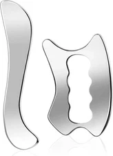 2PCS Gua Sha Tool, Stainless Steel Muscle Massage Tool, Scraper Tool for Soft Ti