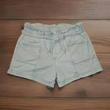 Abercrombie Kids Paperbag Waist Shorts Green Girls Size 13/14 Front Pockets EC
