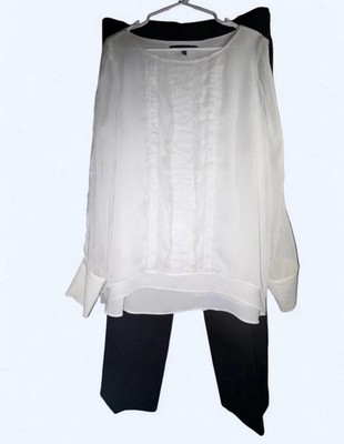 White House Black Market Chiffon Blouse Size 14 With Talbots Black Pants