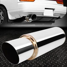 2.5" INLET STAINLESS STEEL STRAIGHT-THROUGH EXHAUST MUFFLER 4" OD DIAGONAL TIP