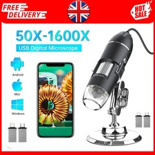 1600X USB Digital Microscope Camera 8 LED Magnifier Endoscope Android PC UK