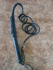 Vintage Rawhide Leather Bull Whip Braided Horse Cowboy Bullwhip 8ft READ