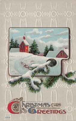 #ad #ad Christmas Country Village Rural Americana Church Wall Paper Vtg Postcard I32 $8.85